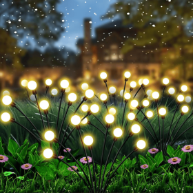 Solar Powered Firefly Lights - Upgraded Waterproof Outdoor Garden Lights with Warm White LEDs, Decorative Landscape Lighting for Yard, Patio, Pat