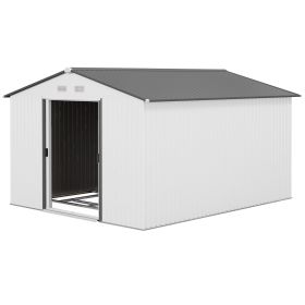 Outdoor Tool Shed: 11x9' Metal with Sliding Doors & Vents for Patio/Backyard