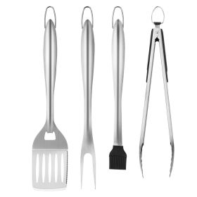 VEVOR Grilling Accessories, 4PCS BBQ Grill Tool Set, Heavy Duty Stainless Steel Barbecue Tools, Kitchen Utensils with Tong, Spatula, Fork, Brush