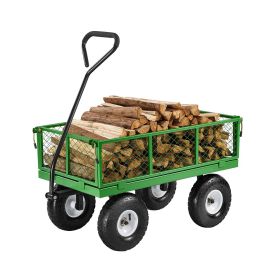 VEVOR 680 Lbs Steel Garden Cart on Wheels, Heavy Duty Garden Wagon Cart Pullable, Metal Outdoor Utility Yard Wagon Carts with 10" Tires