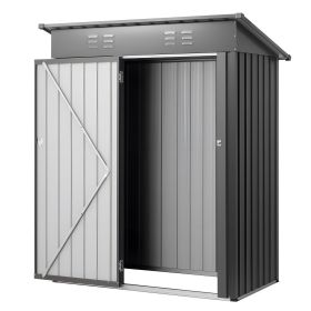 VEVOR 5 x 3 FT Metal Garden Shed, Storage Building with Lockable Door & 2 Louver Vents, Sloped Roof Metal Outdoor Storage Shed