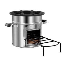 VEVOR Camping Rocket Stove, Wood Burning Portable Rocket Stove with Carrying Bag for Backpacking, Stainless Steel, Single Door, Burn Wood
