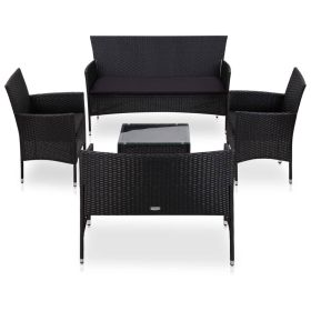 Sofa Set Black PE (polyethylene) rattan Medium Removable Covers