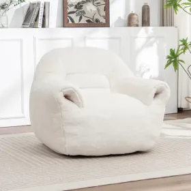 Bean Bag Chair, Comfy Bean Bag Sofa With Back Support, Faux Fur Bean Bag Chair For Adults And Kids, Stuffed Floor Sofa For Living Room, Bedroom, (Option: defaulttitle)