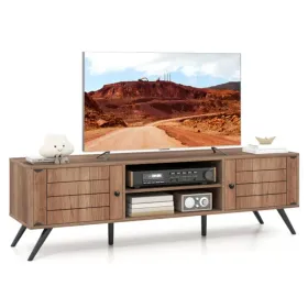 Oak Mid-Century Modern TV Stand For 65-Inch TVs, 210 Lbs Capacity Media Console With Storage Cabinets & Cable Management (Option: defaulttitle)