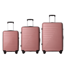 Luggage Set 3 Piece, PP Hardshell Carry On Suitcase With Spinner Wheels & TSA Lock, Lightweight Suitcases For Business, Trip, 20-24-28 (Option: Pink)