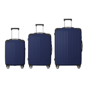 Blue 3-Piece Premium ABS Luggage Set-20, 24, And 28 Suitcases With Multi-Position Handle, Silent Spinner Wheels, And TSA-Approved Lock-Durable, S (Option: Blue)