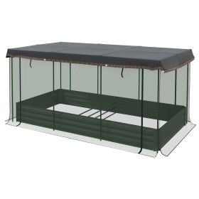Galvanized Steel Planter Box with Crop Cage and Shade Cloth, Raised Garden Bed for Flowers, Veggies and Herbs, Gray (Option: Dark Gray-1190x360x140 mm)