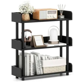 3-Tier Industrial Bookshelf With Anti-Falling Guardrails, 33 LBS Per Shelf Storage Organizer - Black (Option: defaulttitle)