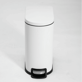 SSTC103-10L-W, Stainless Steel Kitchen Trash Can, 10L, White (Option: Antique White)