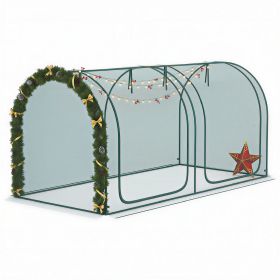 8' x 4' Crop Cage, Plant Protection Tent with Two Zippered Doors, Storage Bag and 4 Ground Stakes, for Garden, Yard, Lawn, Green (Option: Green-870x270x130 mm)