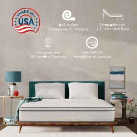 Full Size Mattress,10 Inch Hybrid Mattress In A Box With Gel Memory Foam,Individually Wrapped Pocket Coils Innerspring For Breathable And Durable (Option: White)