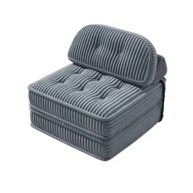 Convertible Corduroy Lounge Chair With Tufted Design, Full Foam Support, Fold-Out Sleeper & Adjustable Arc Pillow, Compressed Sofa Chair For Livi (Option: defaulttitle)