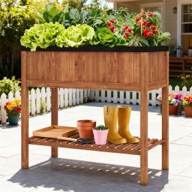 Wooden Raised Garden Bed With Storage Shelf And 220 LBS Capacity (Option: Orange)