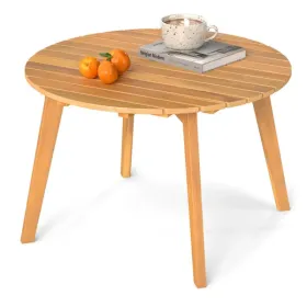 24.5" X 24.5" X 16" Premium Acacia Wood Round Side Table, 165 LBS Weight Capacity Outdoor End Table For Patio (Option: defaulttitle)