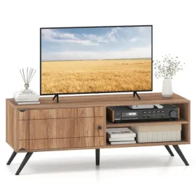 Oak Mid-Century Modern TV Stand For 55-Inch TVs, 210 Lbs Capacity Entertainment Center With Storage Cabinet & Cable Management (Option: defaulttitle)