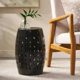 12" Accent Side Table, Cylindrical Design End Table For Living Room, Family Room, Or Entryway, Industrial Style,Coffee Side Tables For Indoor Out (Option: defaulttitle)