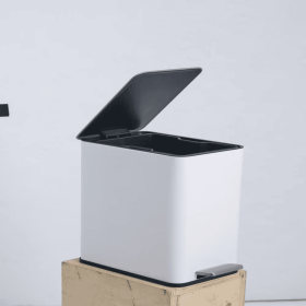 SSTC101-10L-W, Stainless Steel Kitchen Trash Can, 10L, White (Option: Antique White)