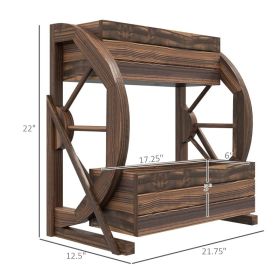 Outsunny Wooden Wagon Planter Box, 2-Tier Raised Garden Bed, For Vegetables Flowers Herbs, (Option: Carbonized)