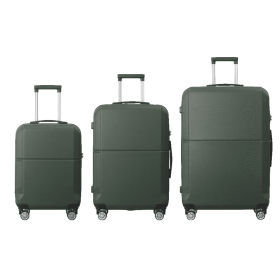 Green 3-Piece Premium ABS Luggage Set-20, 24, And 28 Suitcases With Multi-Position Handle, Silent Spinner Wheels, And TSA-Approved Lock-Durable, (Option: Green)