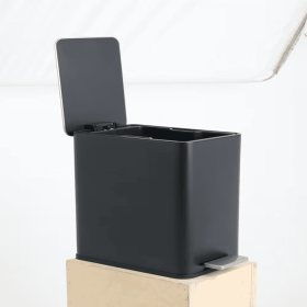 SSTC102-15L-B, Stainless Steel Kitchen Trash Can, 15L, Black (Option: Black)