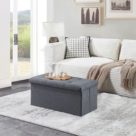 Folding Storage Ottoman Bench, Ottoman Foot Rest, End Of Bed Bench, Storage Chest,  For Living Room, Bedroom, Entryway, 30 Inches, Gray (Option: Gray)