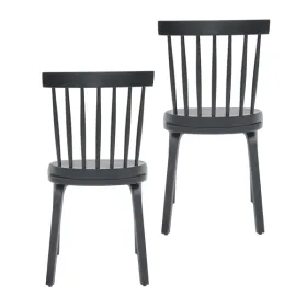 Windsor Dining Chairs Set Of 2,Wood Farmhouse Spindle Back, Widen Seat, Mid-Century Modern French Country Style, For Living Room Restaurant, Blac (Option: defaulttitle)