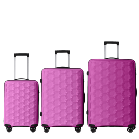 3-Piece Luggage Set Travel Lightweight Suitcases With Rolling Wheels, TSA Lock & Moulded Corner, Carry On Luggages For Business, Trip, 20-24-28 (Option: Pink)