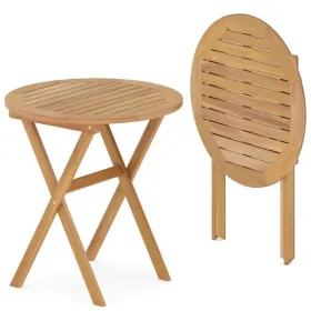26" X 27" Solid Acacia Wood Foldable Round Side Table, 180 LBS Weight Capacity Patio End Table (Option: defaulttitle)