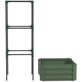 Galvanized Planter Box, 24" x 24" x 55" Raised Garden Bed with Tomato Cage for Climbing Vines, Green (Option: Green-605x350x120 mm)
