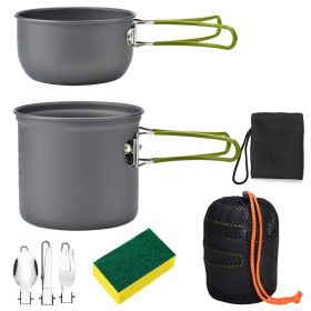 8Pcs Camping Cookingware Set Aluminum Pot Foldable Knife Fork Spoon For Hiking Picnic Outdoor (Option: 8pcs)
