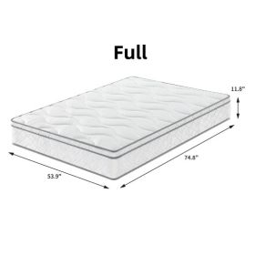 Full Size Mattress,12 Inch Hybrid Mattress In A Box With Gel Memory Foam,Individually Wrapped Pocket Coils Innerspring For Breathable And Durable (Option: White)