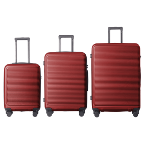 Luggage Sets ABS Hardshell 3pcs Luggage, Lightweight Durable Suitcase Sets Spinner Wheels Suitcase With TSA Lock 20''24''28'' Available WINE RED (Option: WINE RED)