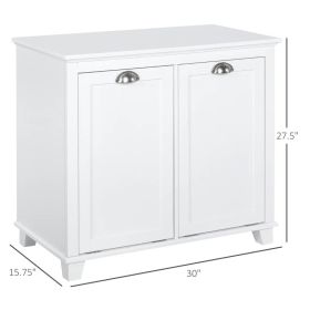 Dual Tilt Out Laundry Hamper Cabinet, Bathroom Storage Cabinet With 2-Compartment Hamper, Modern Bathroom Floor Cabinet For Washroom, White (Option: White)