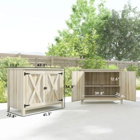 Outsunny Wooden Outdoor Storage Cabinet, Garden Shed Potting Shed With Shelf And Double Doors, Natural Wood (Option: Natural Wood)
