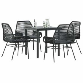 Garden Dining Set Black, Dark Grey (Color: Black)