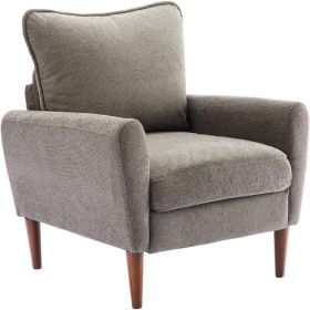 A Reading Chair With Cushioned Seat And Wooden Legs, Along With A Wide Single-person Modern Leisure Sofa (Option: Grey)