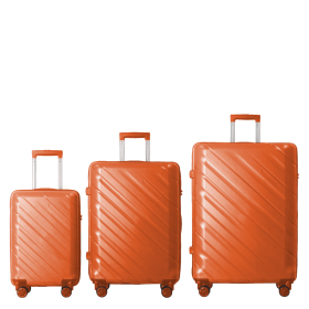 3-Piece Luggage Sets 20-24- 28, Suitcase With Wheels, Hardside Suitcase With Four Spinner Wheels And Scratch-Resistant Surface, Orange (Option: Orange)