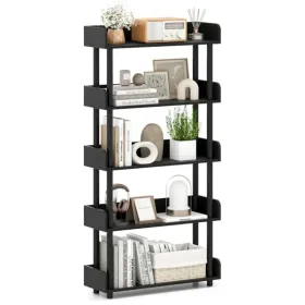 5-Tier Anti-Tipping Open Bookcase With Elevated Legs, Black Display Rack For Home Office (Option: defaulttitle)