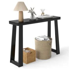 Black Solid Rubber Wood Narrow Console Table, 43" Space-Saving Entryway Table For Small Hallways (Option: defaulttitle)