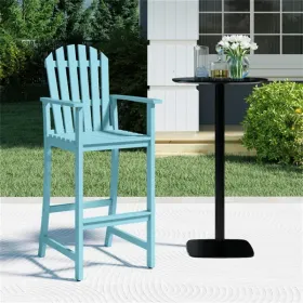 31" Seat Height Outdoor Bar Stool, Slatted Design Ergonomic Tall Chair For 40"-43" Bar Table-Turquoise (Option: defaulttitle)